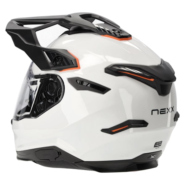 Nexx Y.TRAVL Plain White helmet side profile highlighting the visor and peak