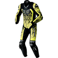 RST Pro Series D3O Airbag CE One Piece Leather Suit - Black / Flo Yellow