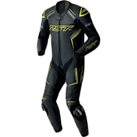 RST S1 D3O CE One Piece Leather Suit - Black / Grey / Flo Yellow