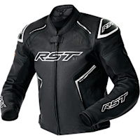 RST S1 D3O Leather Jacket - Black / Black / White