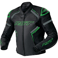 RST S1 D3O Leather Jacket - Black / Grey / Flo Green