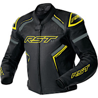 RST S1 D3O Leather Jacket - Black / Grey / Flo Yellow