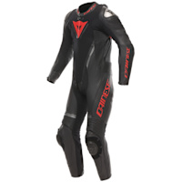 Dainese Demon Sprint Perforated Leather 1 Piece Suit - Black / Black / Red Lava