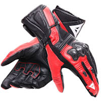 Dainese Reacto Carbon Long Leather Gloves - Black / Lava Red