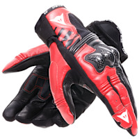 Dainese Reacto Carbon Short Leather Gloves - Black / Lava Red