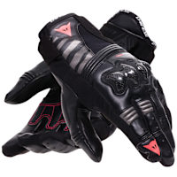 Dainese Ladies Reacto Carbon Short Leather Gloves - Black / Fluo Pink