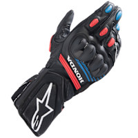 Alpinestars Honda SP-8 V3 Leather Gloves - Black / Bright Red / Blue