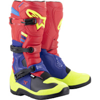 Alpinestars Tech 3 Boots - Bright Red / Dark Blue / Fluo Yellow