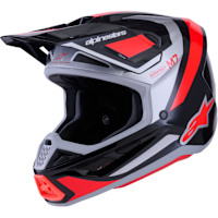 Alpinestars S-M7 Rise - Gloss Black / Silver / Fluo Red