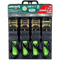 Green Jem Four Piece Ratchet Tie Down Set