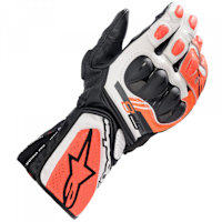 Alpinestars SP-8 V3 Leather Gloves - Black / White / Red Fluo