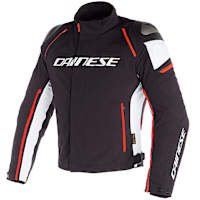 Dainese Racing 3 D-Dry Textile Jacket - Black / White / Fluo Red