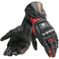 Dainese Steel Pro Leather Gloves - Black / Fluo Red