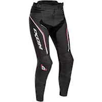 Ixon Ladies Trinity Leather Trousers - Black / White / Fuchsia