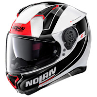 Nolan N87 N-Com - Skilled Metal White / Black / Red
