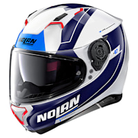 Nolan N87 N-Com - Skilled Metal White / Blue / Red