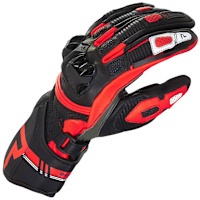 Rebelhorn ST Long Leather Gloves - Black / Grey / Fluo Red