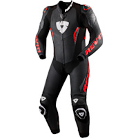 Rev'it Argon 3 One Piece Leather Suit - Black / Neon Red
