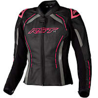 RST Ladies S1 CE Leather Jacket - Black / Neon Pink 