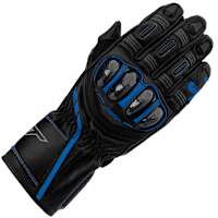 RST S1 CE Leather Gloves - Black / Grey / Neon Blue 