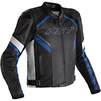 RST Sabre Airbag CE Leather Jacket - Black / White / Blue