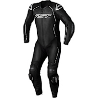 RST S1 CE One Piece Leather Suit - Black / Black / White 