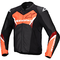Alpinestars Faster V3 Leather Jacket - Black / Fluo Red
