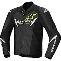 Alpinestars Faster V3 Airflow Leather Jacket - Black / White / Yellow Fluo