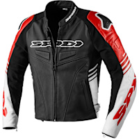 Spidi Track Warrior Leather Jacket - Black / White / Red