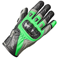RST Stunt 3 CE Leather Gloves - Black / Grey / Neon Green