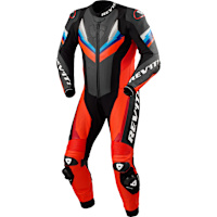 Rev'it Quantum 3 One Piece Leather Suit - Black / Neon Red