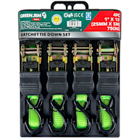 Green Jem Four Piece Ratchet Tie Down Set