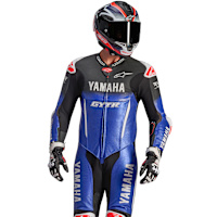 Alpinestars Yamaha GP-R7 One Piece Leather Suit - Metallic Blue / Black / White / Fluo Red