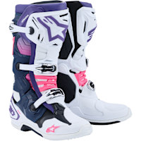 Alpinestars Tech 10 Boots - White / Violet / Navy Blue / Fluo Pink
