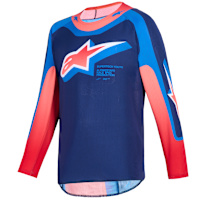 Alpinestars Youth Supertech Vista Jersey - Dark Navy / Hot Coral / Cobalt
