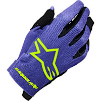 Alpinestars Youth Radar Textile Gloves - Purple / Fluo Yellow