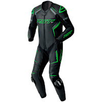 RST S1 D3O CE One Piece Leather Suit - Black / Grey / Flo Green