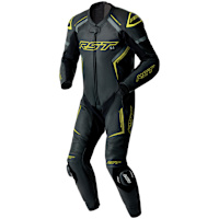RST S1 D3O CE One Piece Leather Suit - Black / Grey / Flo Yellow