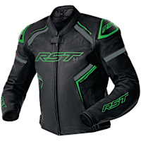 RST S1 D3O Leather Jacket - Black / Grey / Flo Green