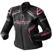 RST Ladies S1 D3O Leather Jacket - Black / Pink