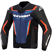 Alpinestars GP Force V2 Leather Jacket - Black / Blue / Fluo Red