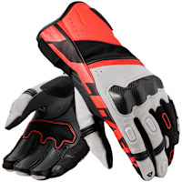 Rev'it RSR 5 Leather Gloves - White / Neon Red