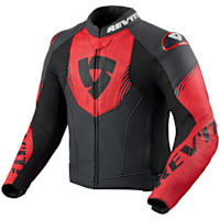 Rev'it Argon 3 Leather Jacket - Black / Neon Red