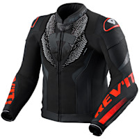 Rev'it Hyperspeed 3 Air Leather Jacket - Black / Neon Red