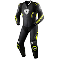 Rev'it Argon 3 One Piece Leather Suit - Black / Neon Yellow