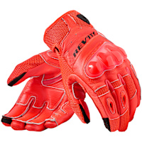 Rev'it Ritmo Leather Gloves - Neon Red / Red