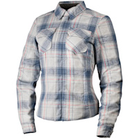 Icon Ladies Fallblock Flannel Textile Riding Shirt - Grey 