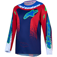 Alpinestars Youth Fluid Drag Jersey - Blue Navy / Fire Red / White