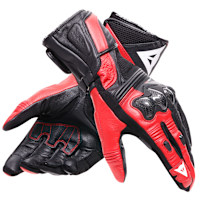Dainese Reacto Carbon Long Leather Gloves - Black / Lava Red