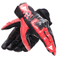 Dainese Reacto Carbon Short Leather Gloves - Black / Lava Red